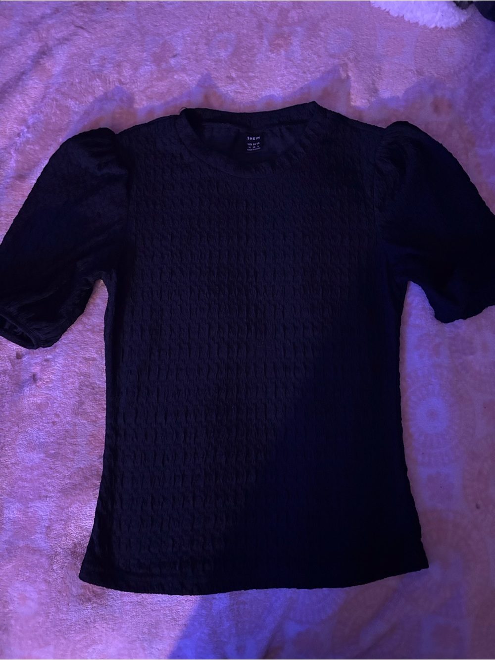 SHEIN Black Textured Puff Sleeve Top adds extra flare!!